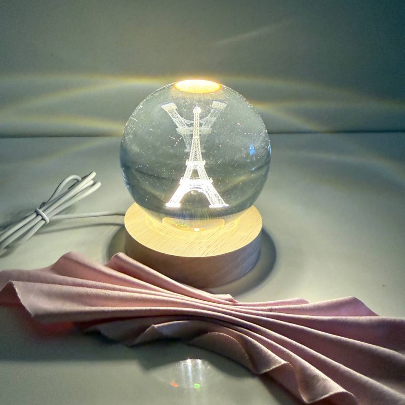 چراغ خواب گوی کریستالی 3D  طرح برج ایفل