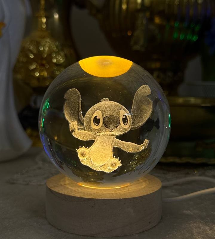 چراغ خواب طرح گوی کریستال مدل استیچ