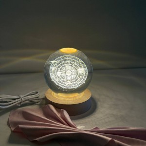 چراغ خواب گوی کریستالی 3D طرح منظومه شمسی