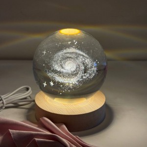چراغ خواب گوی کریستالی 3D  طرح کهکشان-سایز بزرگ (سایز 8)