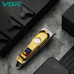 ماشین اصلاح موی سر و صورت وی جی ار مدل V-290 با تیغه استیل ضد زنگ، نمایشگر دیجیتال، قابلیت دو سرعته، منبع تغذیه برق و شارژ، سه شانه اصلاح 1 تا 3 میلی‌متر، مدت زمان استفاده 120 دقیقه و شارژ 90 دقیقه