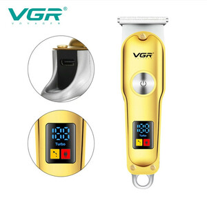 ماشین اصلاح موی سر و صورت وی جی ار مدل V-290 با تیغه استیل ضد زنگ، نمایشگر دیجیتال، قابلیت دو سرعته، منبع تغذیه برق و شارژ، سه شانه اصلاح 1 تا 3 میلی‌متر، مدت زمان استفاده 120 دقیقه و شارژ 90 دقیقه