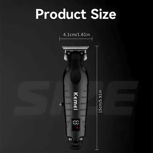 ماشین اصلاح موی سر و صورت کیمی مدل KM-2293 با تیغه کربن استیل خودتیز شونده، موتور 6000 دور در دقیقه، طراحی ارگونومیک، شانه قابل تنظیم 1 تا 3 میلی‌متر و باتری 1200 میلی‌آمپر ساعت با شارژ و عملکرد 180 دقیقه‌ای
