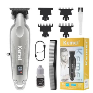 ماشین اصلاح موی سر و صورت کیمی مدل KM-2293 با تیغه کربن استیل خودتیز شونده، موتور 6000 دور در دقیقه، طراحی ارگونومیک، شانه قابل تنظیم 1 تا 3 میلی‌متر و باتری 1200 میلی‌آمپر ساعت با شارژ و عملکرد 180 دقیقه‌ای