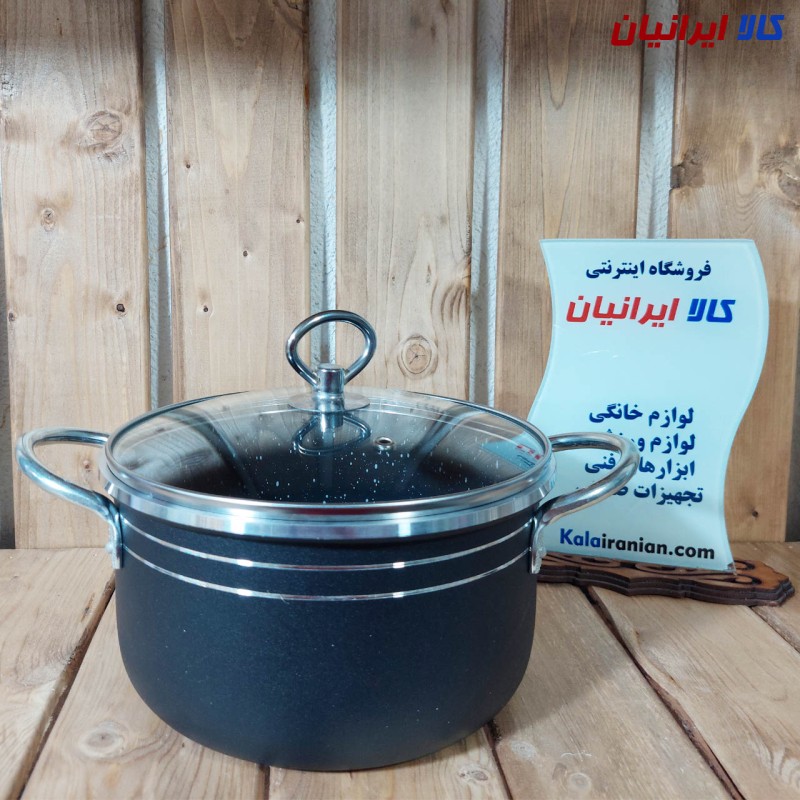 قابلمه گرانیت  سایز 20 با در پیرکس