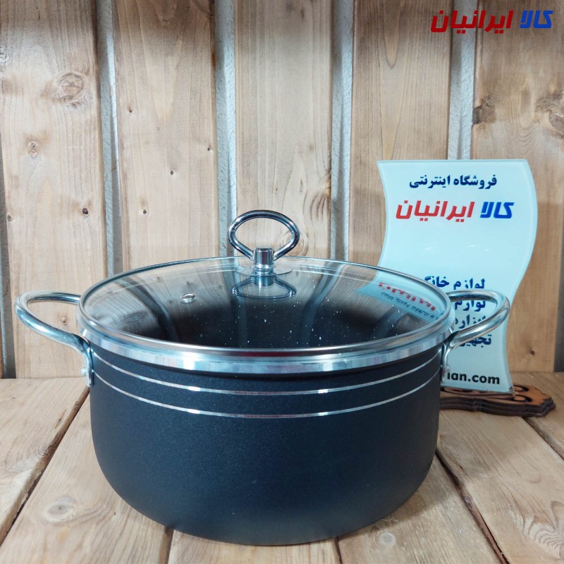 قابلمه گرانیت  سایز 24 با در پیرکس