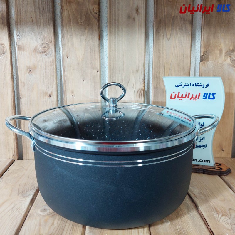 قابلمه گرانیت  سایز 28 با در پیرکس