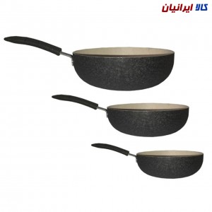 سرویس ۳ عددی ماهیتابه کوچک تک دسته گرانیتی