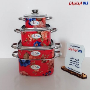 سرویس قابلمه مربعی 7 پارچه گلدار جنوب کد 20