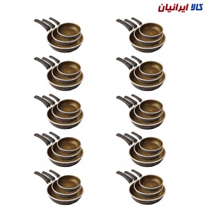 بسته ۱۰ عددی سرویس ماهیتابه قیمت عمده (تک دسته گرانیت  زنبوری  3 عددی)