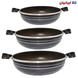 بسته ۱۰ عددی سرویس ماهیتابه قیمت عمده (دو دسته گرانیت  زنبوری  3 عددی)