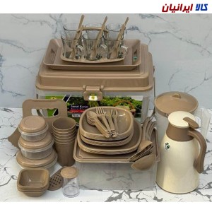 سرویس مسافرتی ۶ نفره 90 پارچه سبد پیک نیک ظروف مسافرتی با فلاکس چای