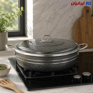 ماهیتابه گرانیتی سایز 34 با درب آلومینیومی برند اپیروس