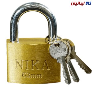 قفل آویز نیکا سایز 63 میلی متر طرح برنجی