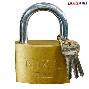 قفل آویز نیکا سایز 75 میلی متر طرح برنجی
