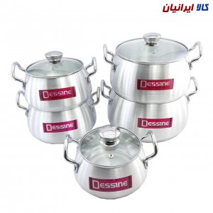 سرویس قابلمه 10 پارچه روحی درب شیشهای دسینی