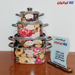 سرویس قابلمه مربعی 7 پارچه گلدار جنوب کد 15