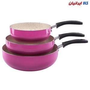 سرویس ۳ عددی ماهیتابه بزرگ تک دسته گرانیتی کد M1G