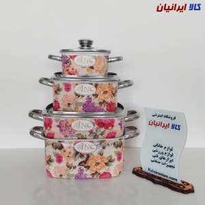 سرویس قابلمه مربعی 7 پارچه گلدار جنوب کد 16