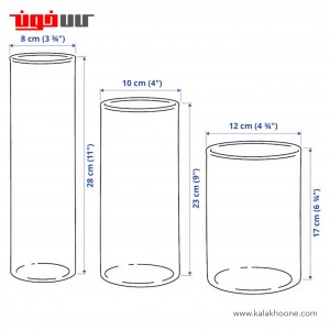 ست ۳ تایی گلدان کریستالی ایکیا مدل CYLINDER