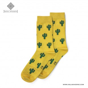 جوراب فانتزی طرح کاکتوس زرد
