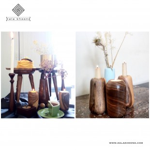 شمعدان دو طرفه چوبی