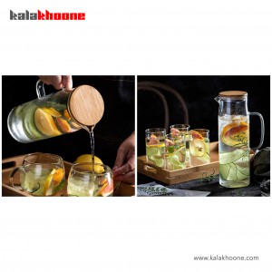 پارچ پیرکس درب بامبو