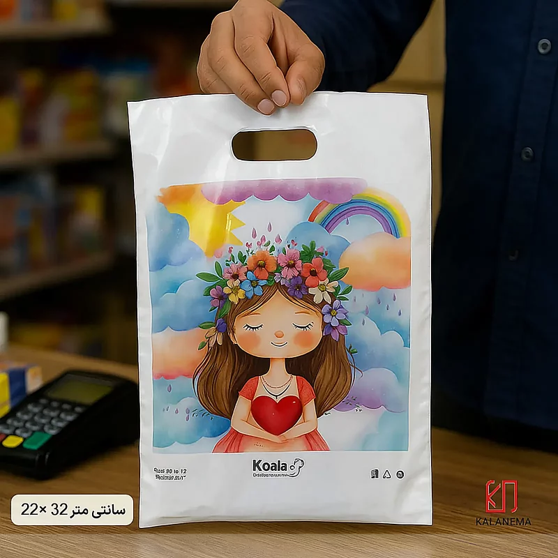 کیسه پلاستیک دسته‌ دار فانتزی طرح دخترونه