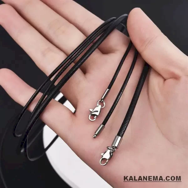 بند گردنبند چرمی قلاب دار + زنجیر تنظیم سایز دخترانه و پسرانه