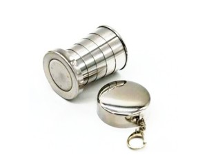 لیوان استیل تاشو سایز متوسط درب دار