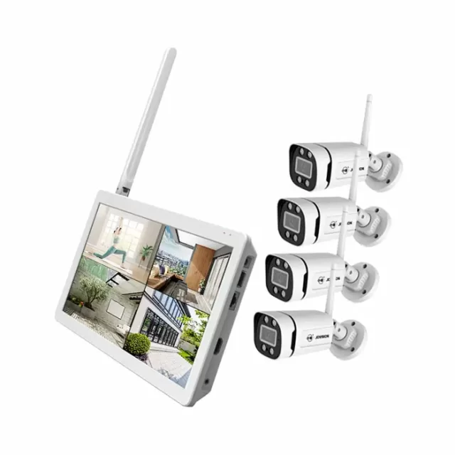 دستگاه ضبط دوربین مدار بسته تحت شبکه به همراه 4 دوربین بیسیم و مانتیور دار جوویژن Wireless KIT With Monitor JVS-ND6604-FDM