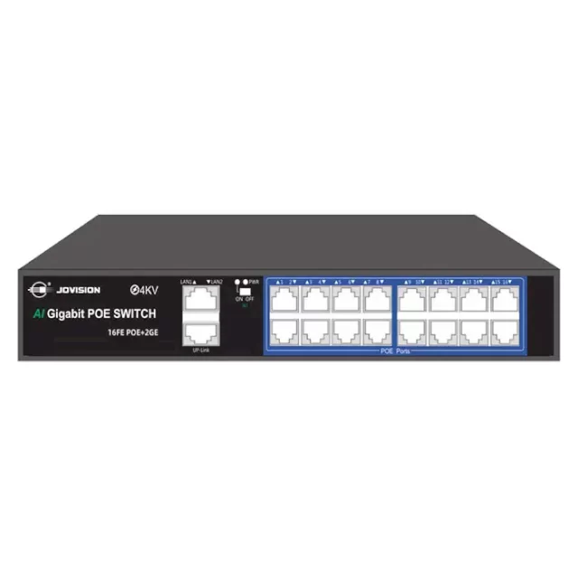 سوییچ 16 پورت POE با دو پورت آپلینک1000  جوویژن JVS-S20-16P 16Port PoE Network Switch