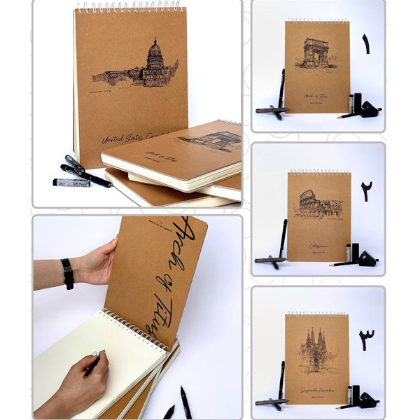 دفتر طراحی A4 جلد سخت پیل نوت