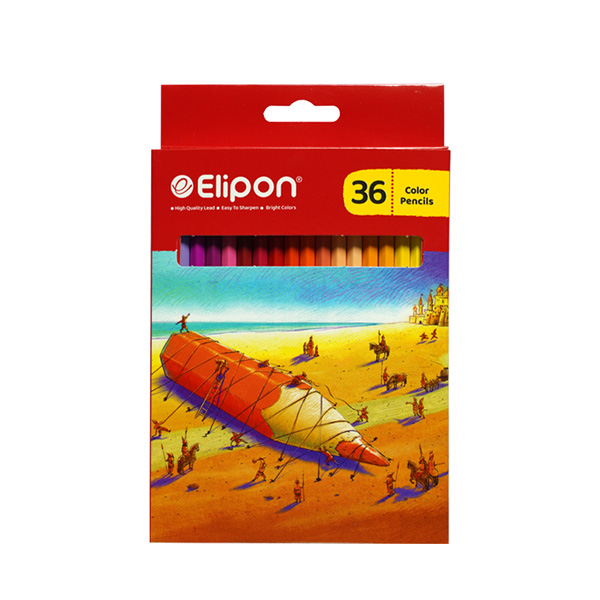 مداد رنگی 36 رنگ الیپون جعبه مقوایی