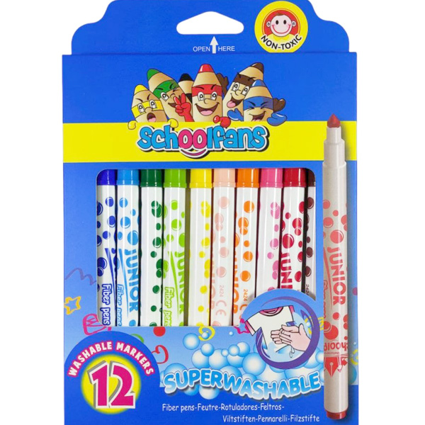 ماژیک رنگ آمیزی 12 رنگ اسکول فنس مدل WASHABLE MARKER