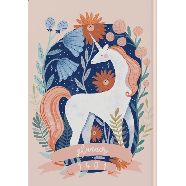 تقویم پلنری 1401 طرح یونیکورن آبرنگ