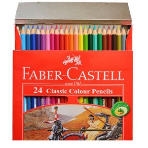 مداد رنگی 24 رنگ فابر کاستل قاب کارتونی