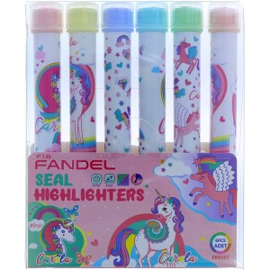 ماژیک هایلایتر 6 رنگ مهردار یونیکورن فاندل