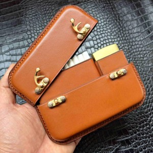 کیف سیگار بیست نخ به همراه جای زیپو عسلی