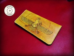 کیف چرم سوخته نگاری و دوخته شده با دست