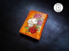 کیف سوخته نگاری طرح گل و جمجمه