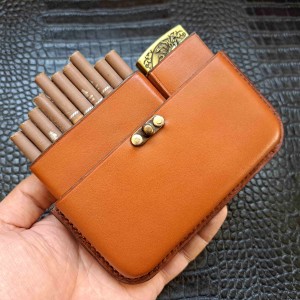 کیف سیگار پایه بلند ظرفیت بیست نخ به همراه جای فندک زیپو
