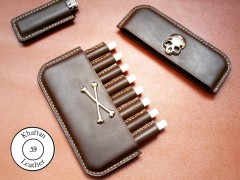 کیف سیگار چرم طبیعی ظرفیت هشت نخ به همراه فندک