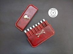 کیف سیگار چرم طبیعی ظرفیت هشت نخ طرح جمجمه