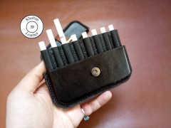 کیف سیگار چرم طبیعی ظرفیت هشت نخ سگک دار