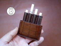 کیف سیگار چرم طبیعی ظرفیت چهار نخ طرح کروکودیل