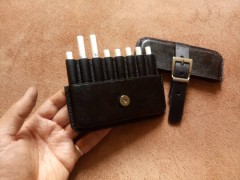 کیف سیگار چرم طبیعی ظرفیت هشت نخ سگک دار