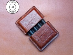 کیف سیگار چرم طبیعی ظرفیت چهار نخ طرح کروکودیل