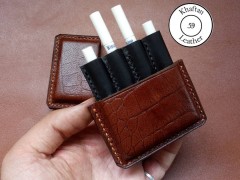 کیف سیگار چرم طبیعی ظرفیت چهار نخ طرح کروکودیل