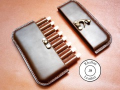 کیف سیگار چرم طبیعی ظرفیت هشت نخ دارای قفل ویرگولی